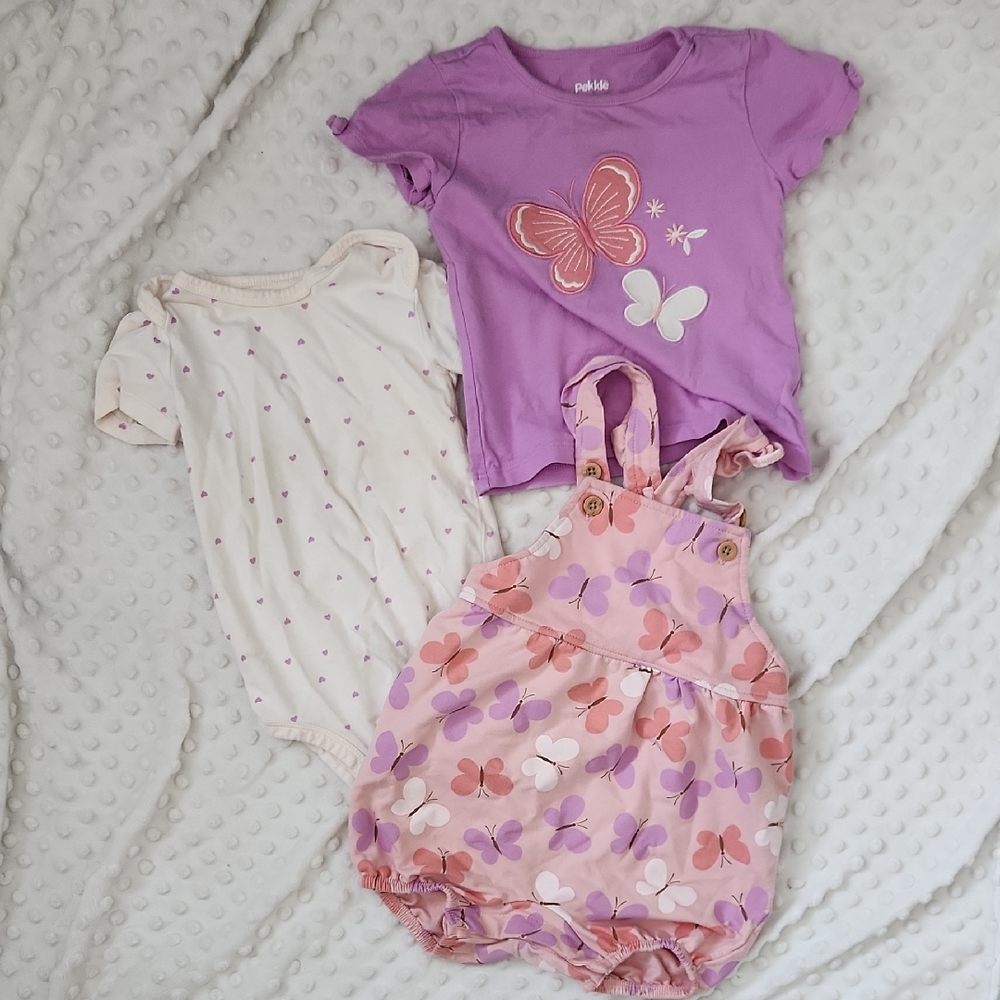 Pekkles Girls' Purple Butterfly 3-Piece Matching Set